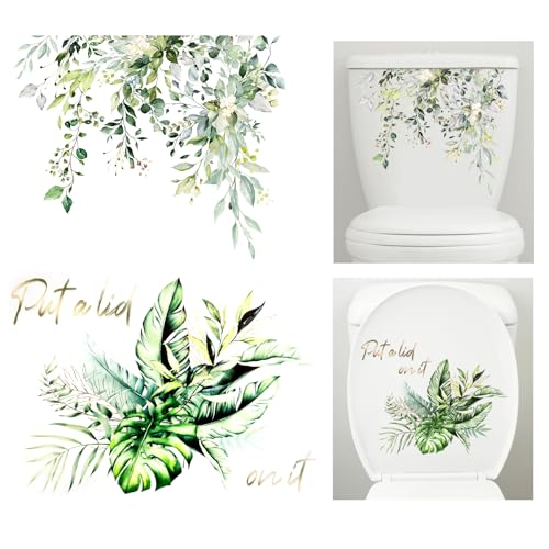 Green Leaves Toilet Tank & Seat Stickers - 2pcs Set