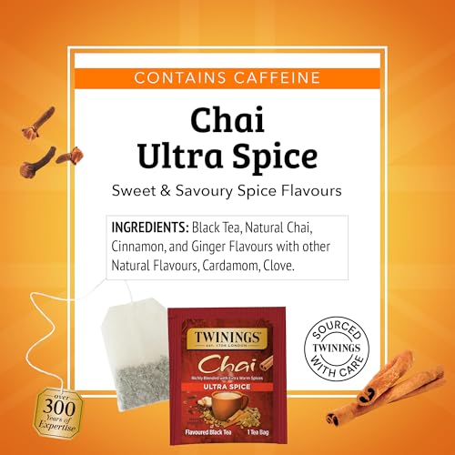 Twinings Ultra Spice Chai Black Tea Bags - 20 Individually Wrapped