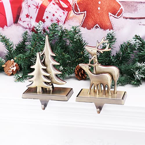 Bronze Snowflake Snowman Stocking Holder Set of 4 - Double Variation