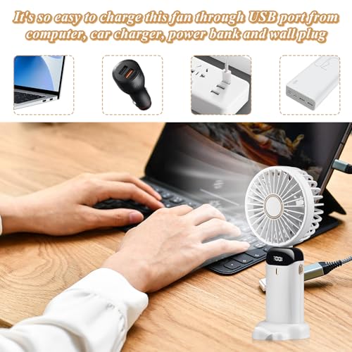 JEDLEM Portable Mini Handheld Fan - USB Rechargeable, 3 Speed, Ultra-Quiet