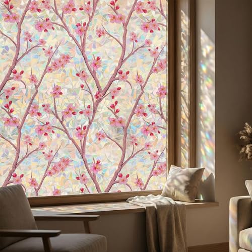 Cherry Blossom Stained Glass Window Film - UV Protection & Privacy