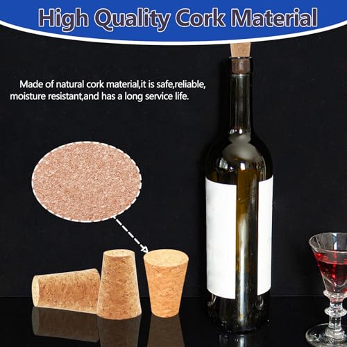 25-Pack Natural Cork Stoppers, 0.94" x 0.67" x 1.38" Tapered Bottle Plugs