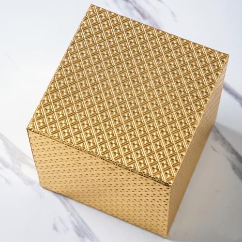SUNYUROU Square Gold Tissue Box Cover, PU Leather Magnetic Tissue Holder