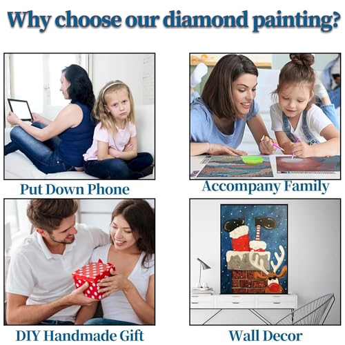 Funny Santa and Reindeer Diamond Art Kit for Adults - Full Drill Christmas Painting