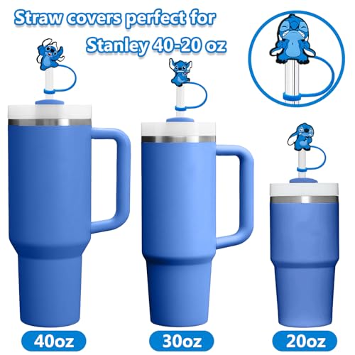 5PCS Silicone Straw Covers for Stanley Cup - Blue Monster Toppers