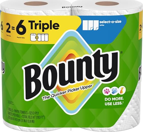 Bounty Select-A-Size White Paper Towels, 2 Triple Rolls