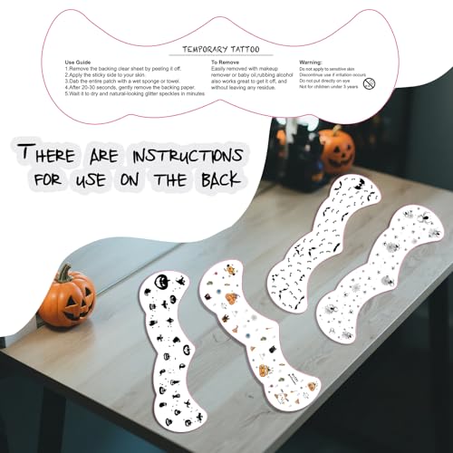 Halloween Black Bat Freckles Temporary Tattoos 8 PCS Waterproof Face Stickers