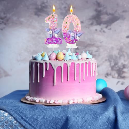 HXOUSE Butterfly Number 1 Birthday Candle - Pink & Purple Cake Topper