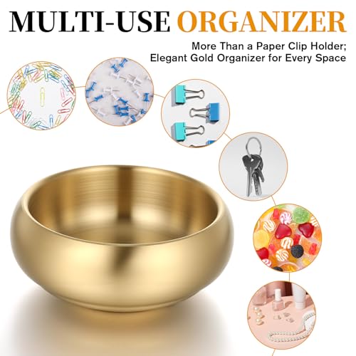 4-Inch Gold Decorative Bowl - Stainless Steel Key & Jewelry Organizer