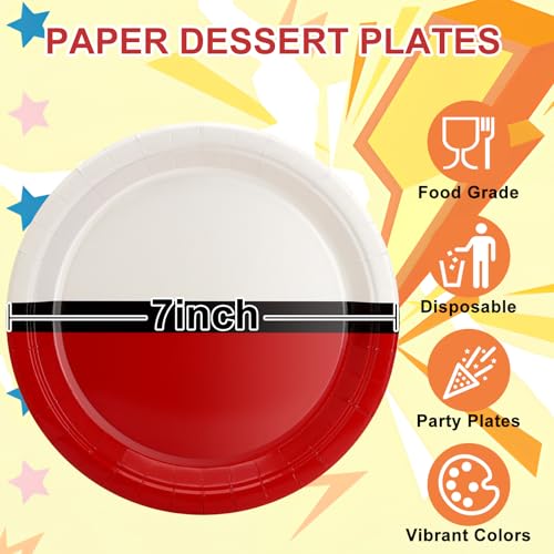 50 Pack Cartoon Animation 7-Inch Paper Plates for Kids' Parties
