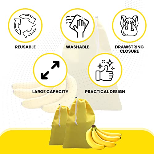 Banana Drawstring Preserve Bag - Reusable & Washable - One Size - Keep Bananas Fresh Longer