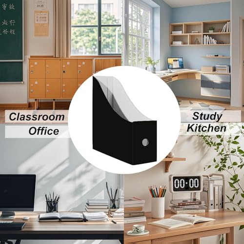 Limitliho 2-Pack Black Cardboard Magazine Holder for Desk Organization
