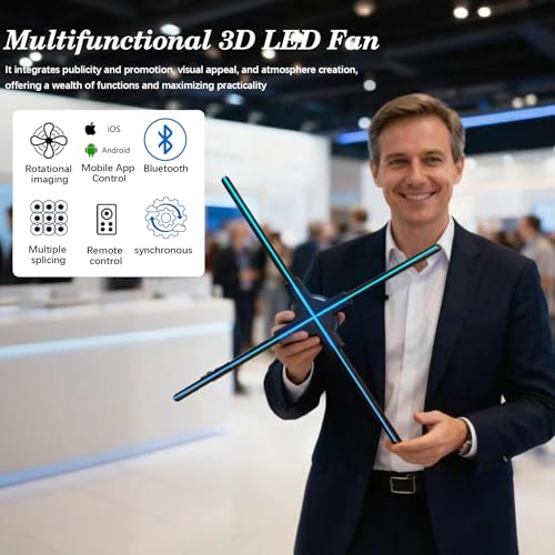 25.6 Inch 3D Holographic Fan Display with WiFi App & Remote - Transparent 65cm