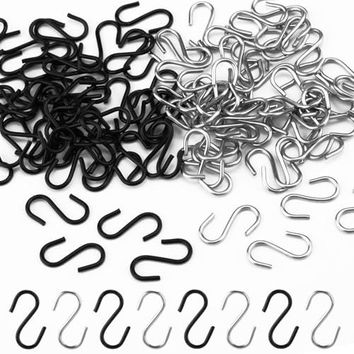 100pcs Mini S Hooks for Hanging - Stainless Steel Craft Hooks