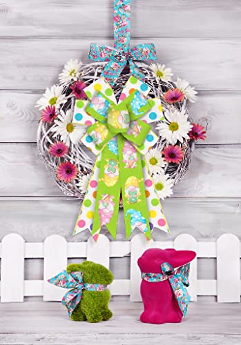 ABTOLS Large Spring Wreath Bows Easter Bunny Door Decor