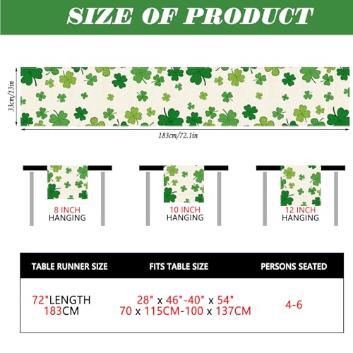 St. Patrick's Day Table Runner - 13x72 Inch Holiday Decor