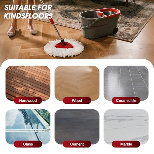 4 Pack Spin Mop Refills - Microfiber Replacement Heads for Easy Floor Cleaning