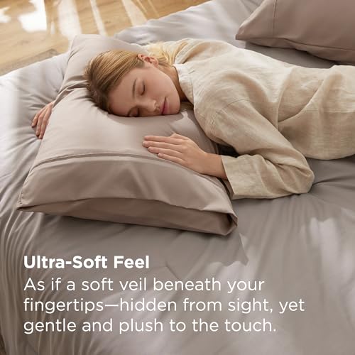 Bedsure Standard Pillowcases Set of 2 - Light Khaki, 20x26 inches