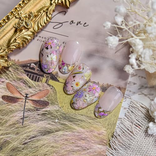 5D Embossed Floral Nail Art Stickers Guroenky Self-Adhesive Flower Decals