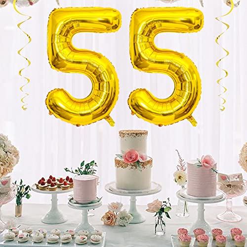 40-Inch Gold 55 Number Balloon Set for Birthday & Graduation