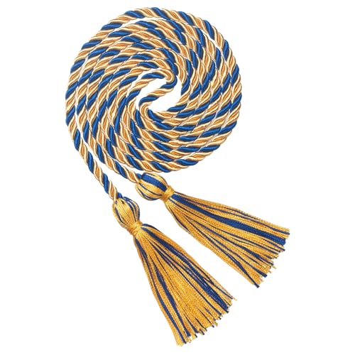 ONUPGO Royal Blue and Gold Graduation Honor Cord 68" Braided Tassel Rope