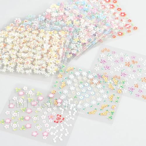 30 Sheets 5D Embossed Floral Nail Stickers Self-Adhesive Flower Decals