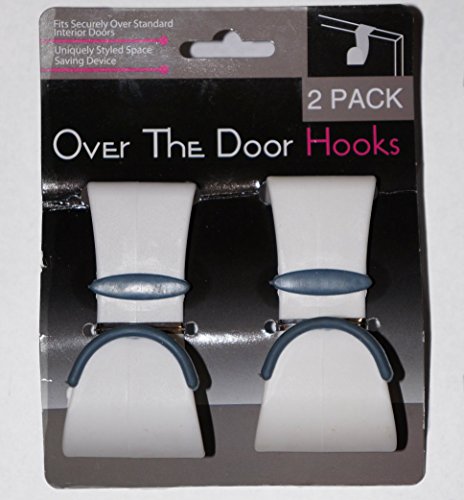 White Over-the-Door Hooks 2 Pack - Bathroom Towel & Robe Hangers