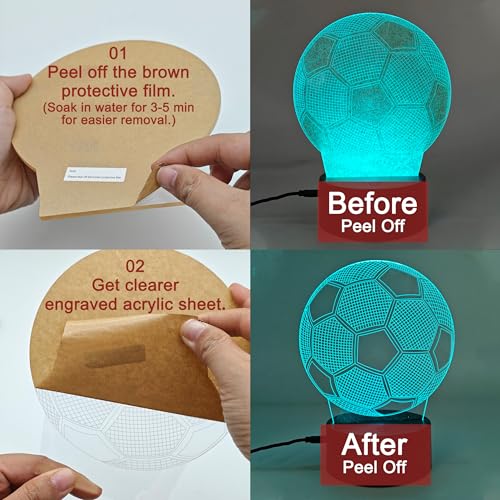 3D Soccer Night Light with Touch Control - 7 Color LED Lamp for Kids