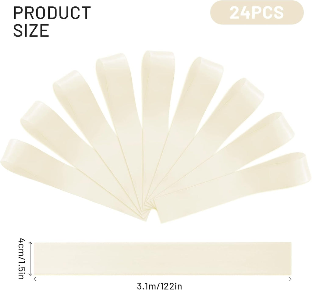 Skiennix Wedding Chair Decorations - 24 Pcs Satin Ribbon Bows in Elegant Ivory White
