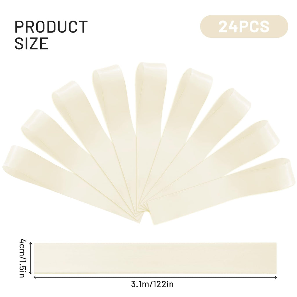 FAKILO 24 Pcs Wedding Bows Decorations Ribbon Satin Bows for Chairs, Wedding Chair Decorations-Ivory White