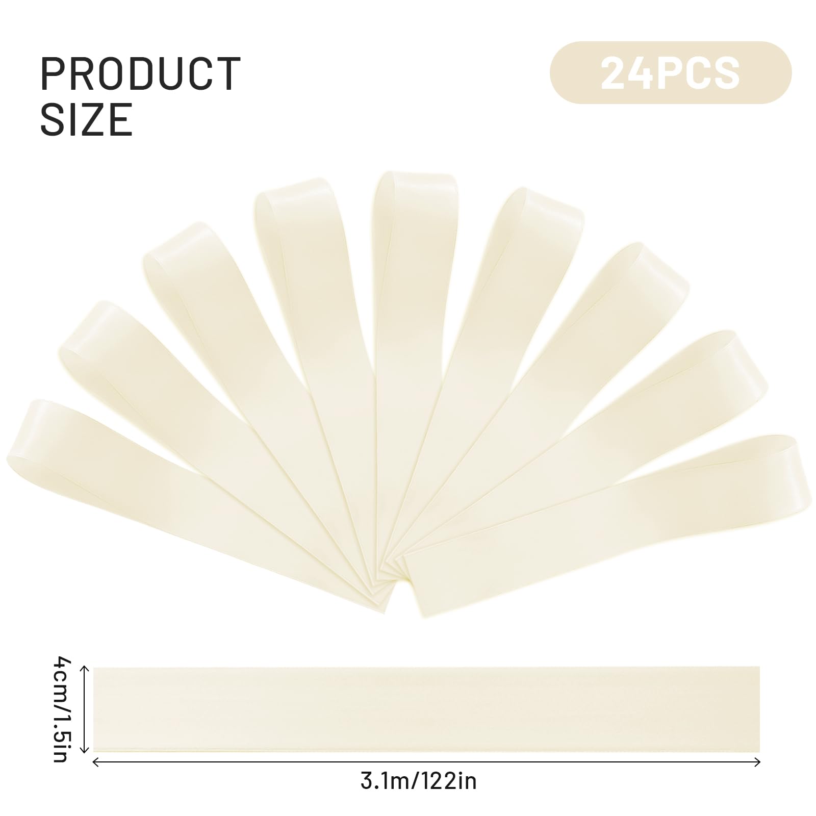 FAKILO 24 Pcs Wedding Bows Decorations Ribbon Satin Bows for Chairs, Wedding Chair Decorations-Ivory White