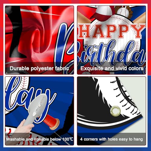 Avezano Baseball Birthday Banner 70.8 x 43.3 Inch - Sports Party Decoration