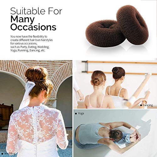NICEMOVIC Small Hair Bun Maker 2PCS, Brown Hair Donut Shaper for Kids