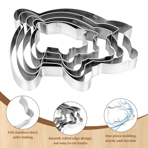 5-Piece Pig Cookie Cutter Set - Stainless Steel for Baking