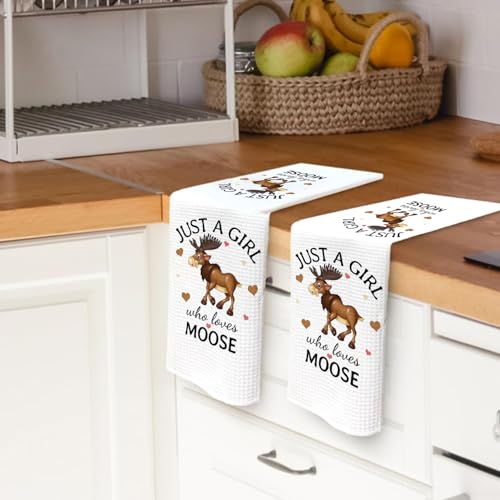 SQQCMM Funny Moose Kitchen Towel Waffle Weave Dish Towel