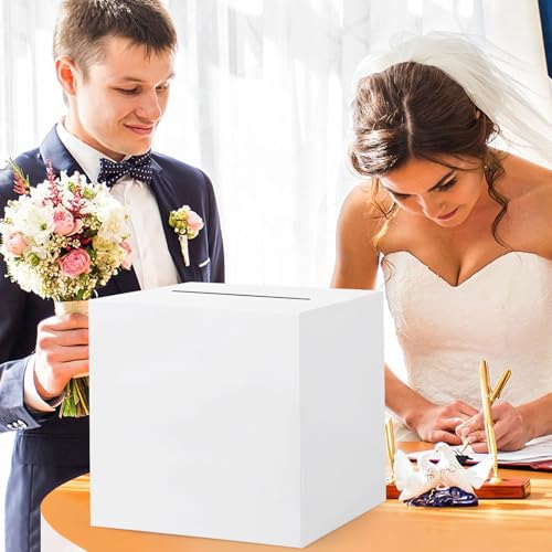 White Card Box with Slot - 11.8'' Gift Box for Weddings & Parties