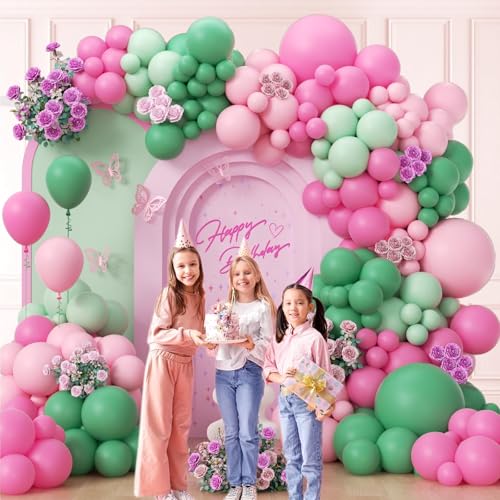 Pink and Green Balloon Arch Kit - 31pcs for Birthday & Baby Showers