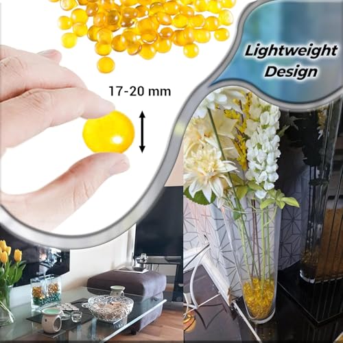 Yellow Flat Glass Marbles - 1 lb (100 pcs) for Crafts & Decor
