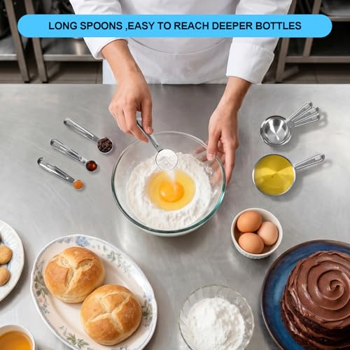 8-Piece Stainless Steel Measuring Cups & Spoons Set - Food Grade, Engraved Measurements