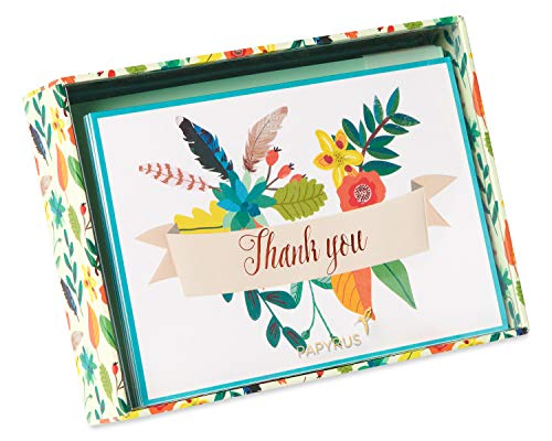 Papyrus Floral Banner Thank You Cards with Envelopes - 12 Count