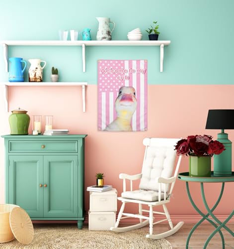 Welcome to My Crib Duck Flag - Pink American Flag Tapestry 2x3 Ft