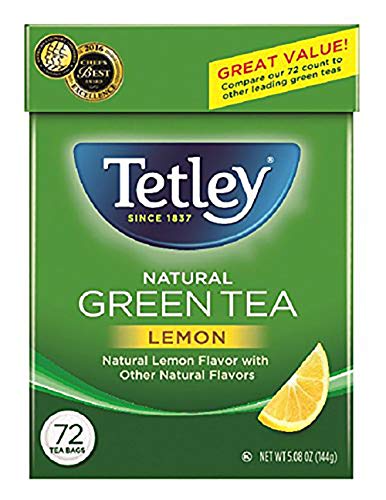 Tetley Natural Lemon Green Tea, 72 Count Tea Bags (Pack of 6)