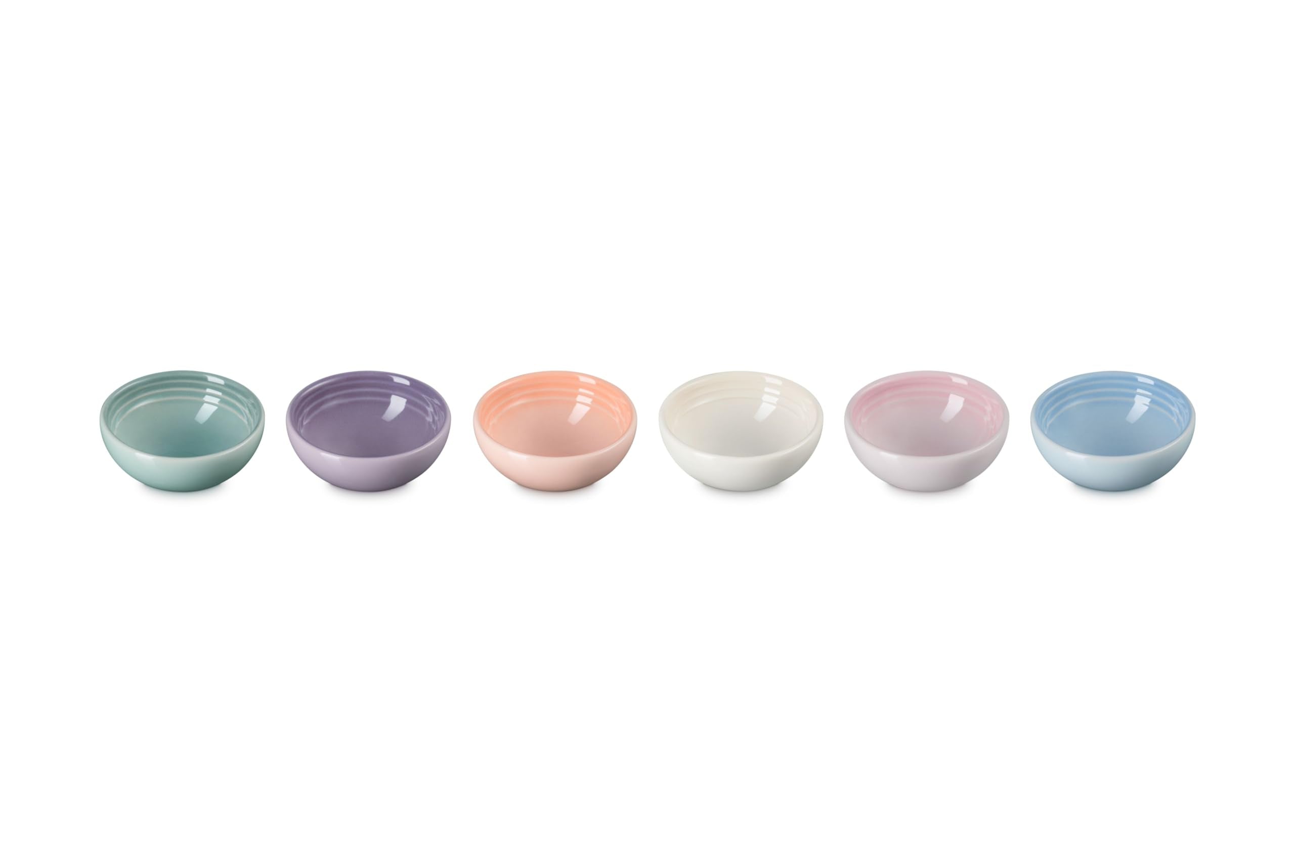 Le Creuset Stoneware Set Of 6 Vancouver Pinch Bowls, Pastel Multi Color