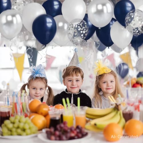 Navy Blue Silver Balloon Kit - 50pcs 12" Latex Balloons for Parties
