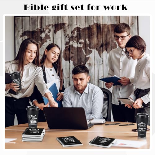 Black Christian Gift Set with Scripture Cups, Notebooks, Pens & Keychains - 12 Pieces