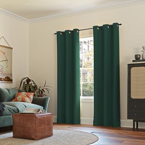 Sun Zero Easton Blackout Grommet Curtain Panel, Evergreen, 40" W x 63" L