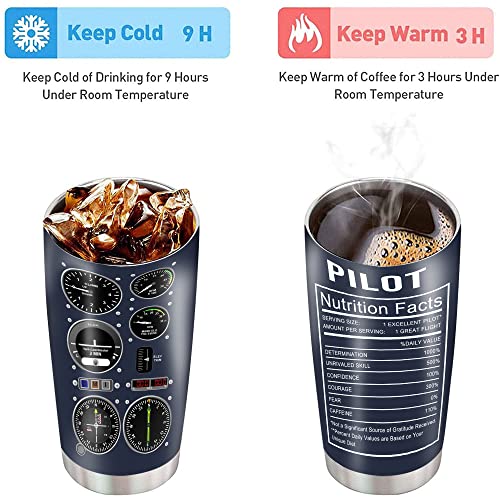 20 Oz Insulated Stainless Steel Tumbler for Pilots - Coffee Mug Gift