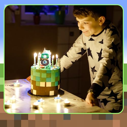 Green Pixel Birthday Cake Candle - Fun Number Topper for Parties