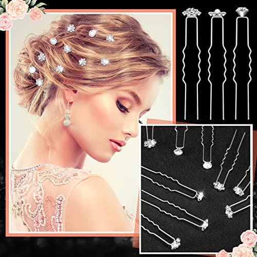 60-Piece Pearl and Rhinestone U-Shape Hair Pins for Bridal Wedding Updos