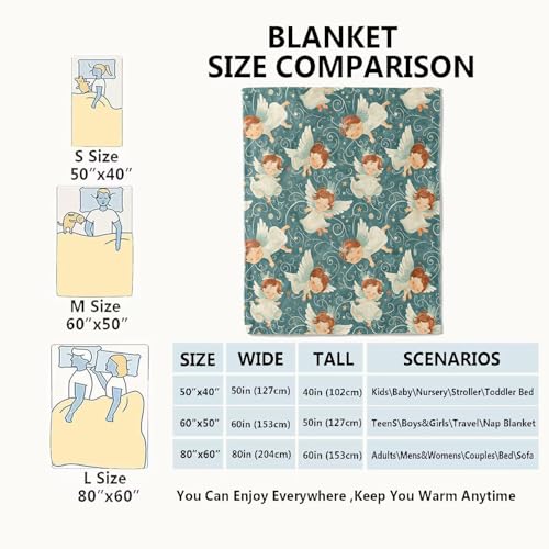 Angel Blanket Light Blue 60x80in - Heavenly Soft Fleece Throw for Kids & Decor
